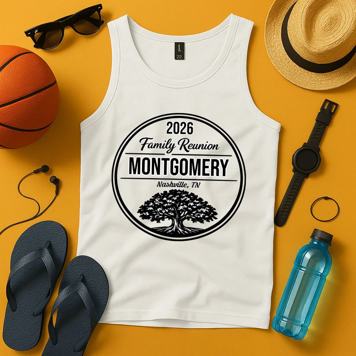 Family Tree Customizable Family Reunion Year, Name, Location Tank Top - Front 3