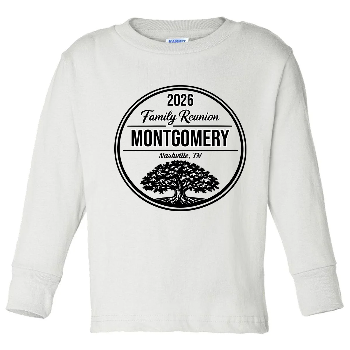Family Tree Customizable Family Reunion Year, Name, Location Toddler Long Sleeve Shirt - Front