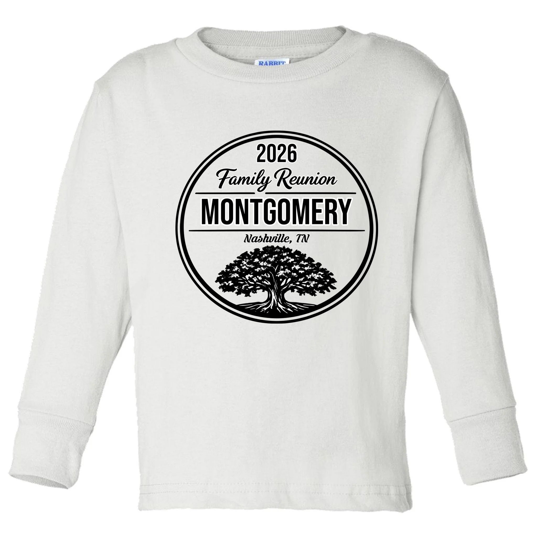 Family Tree Customizable Family Reunion Year, Name, Location Toddler Long Sleeve Shirt - Front