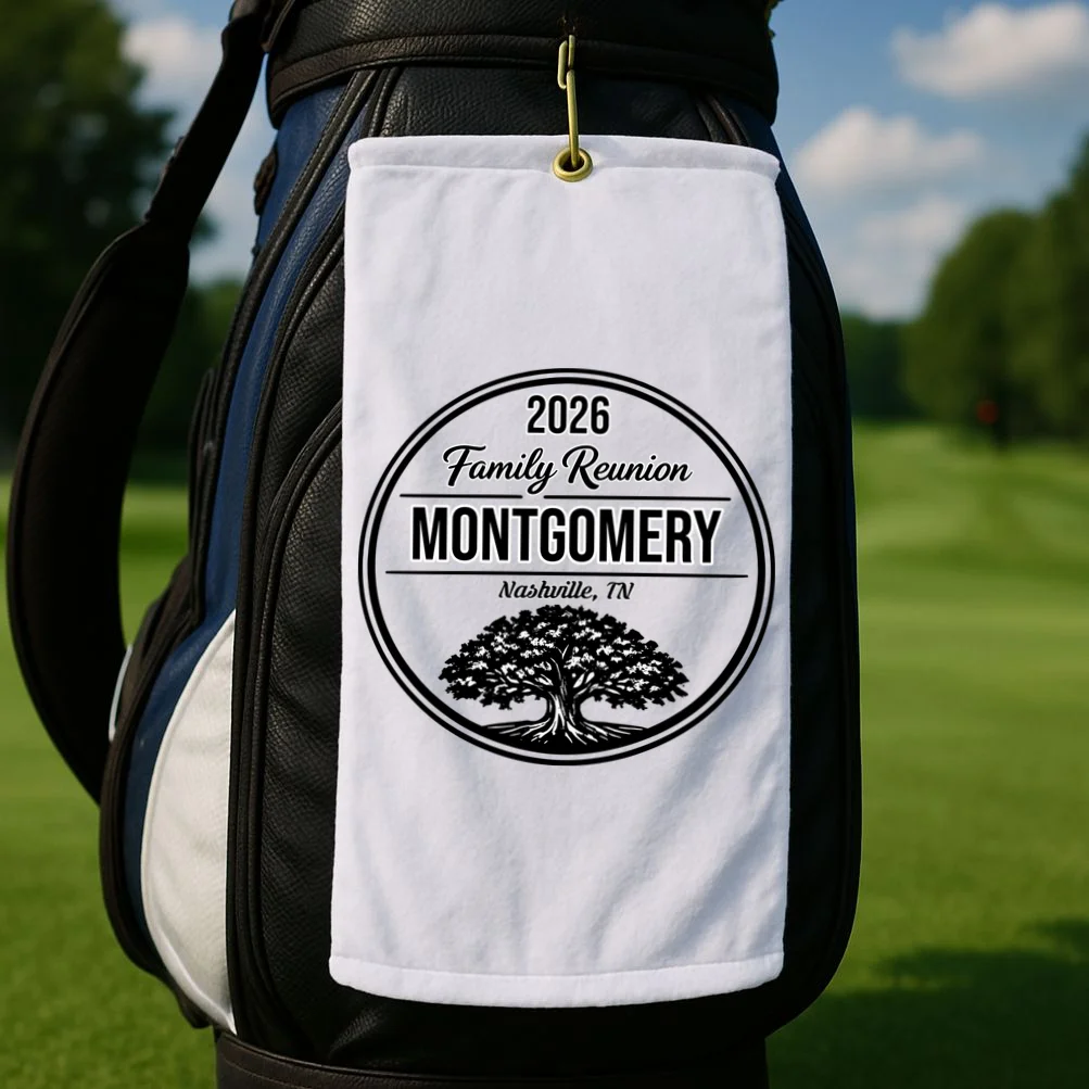 Family Tree Customizable Family Reunion Year, Name, Location Golf Towel - Front 2