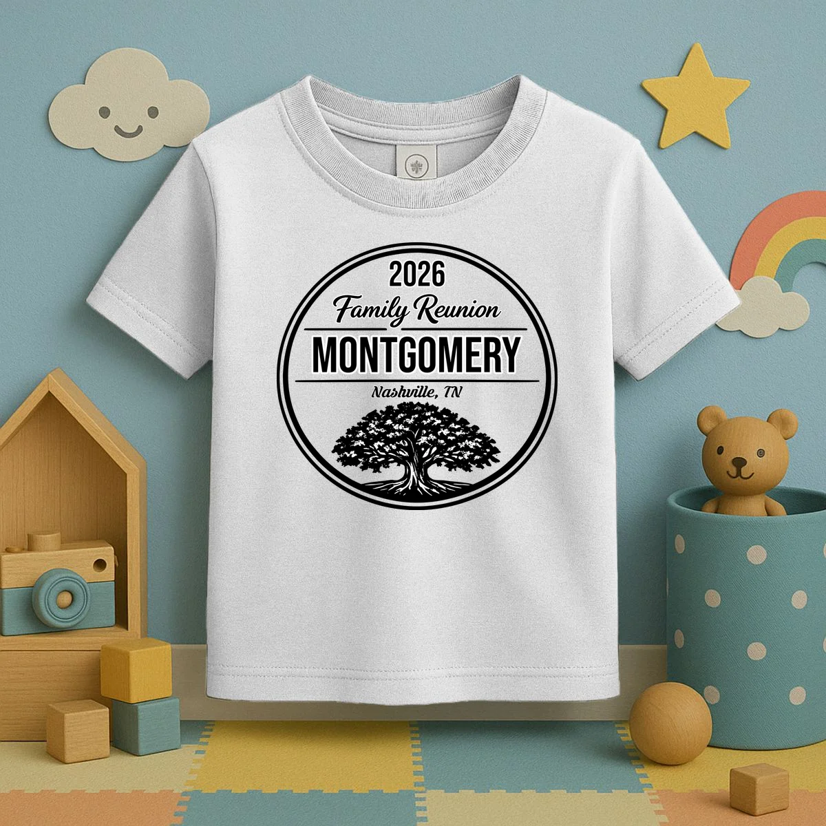 Family Tree Customizable Family Reunion Year, Name, Location Toddler T-Shirt - Front 2