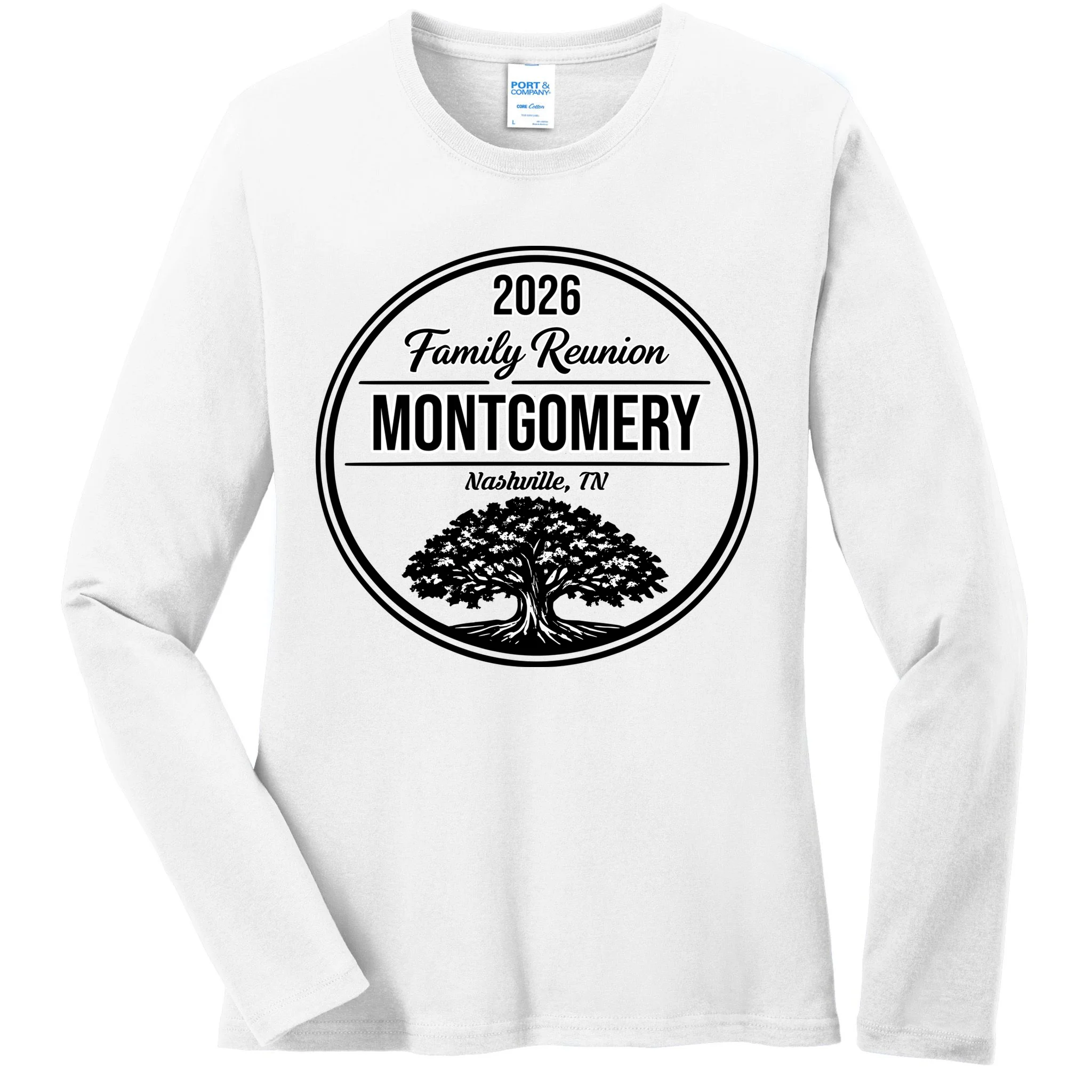 Family Tree Customizable Family Reunion Year, Name, Location Women's Long Sleeve Shirt - Front