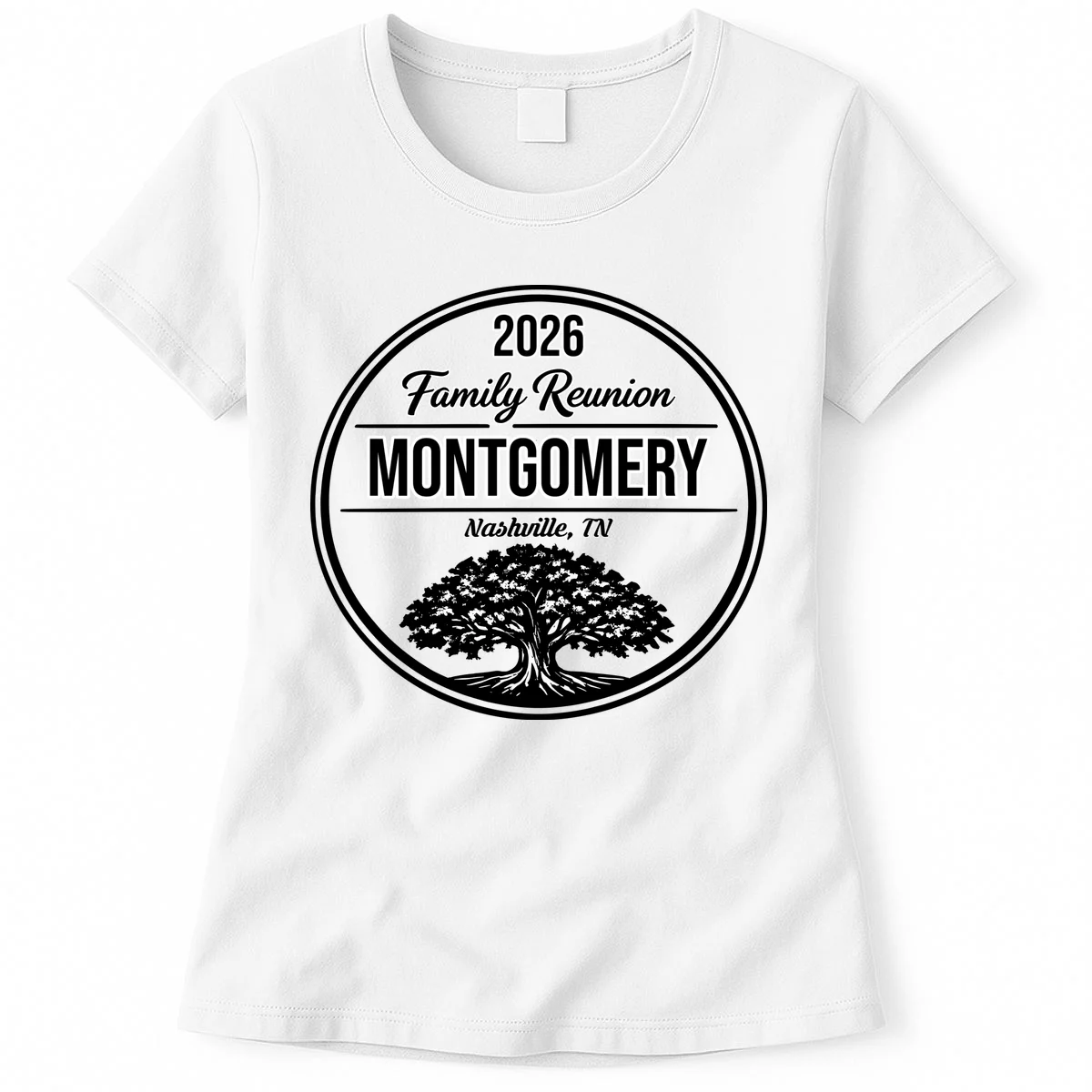 Family Tree Customizable Family Reunion Year, Name, Location Women's T-Shirt - Front