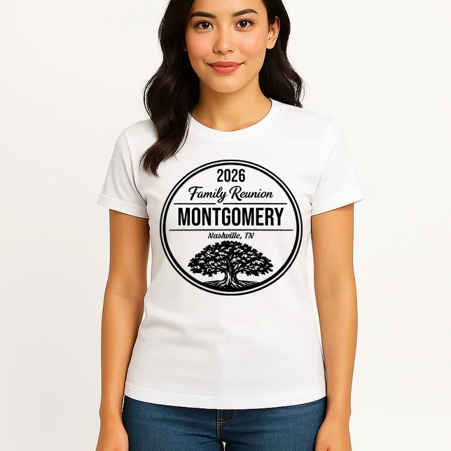 Family Tree Customizable Family Reunion Year, Name, Location Women's T-Shirt - Front 3