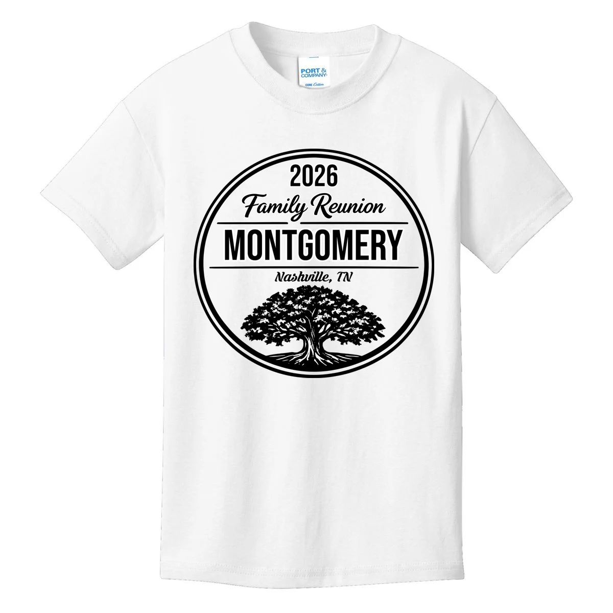 Family Tree Customizable Family Reunion Year, Name, Location Kids T-Shirt - Front