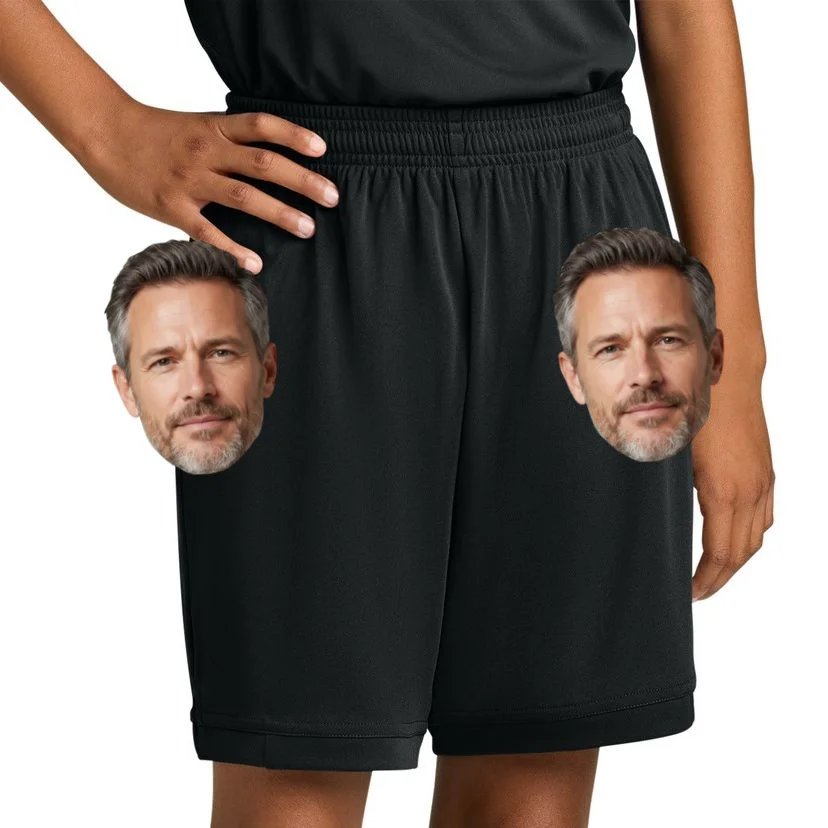 Funny Custom Boyfriend Face Kids Shorts - Front 1