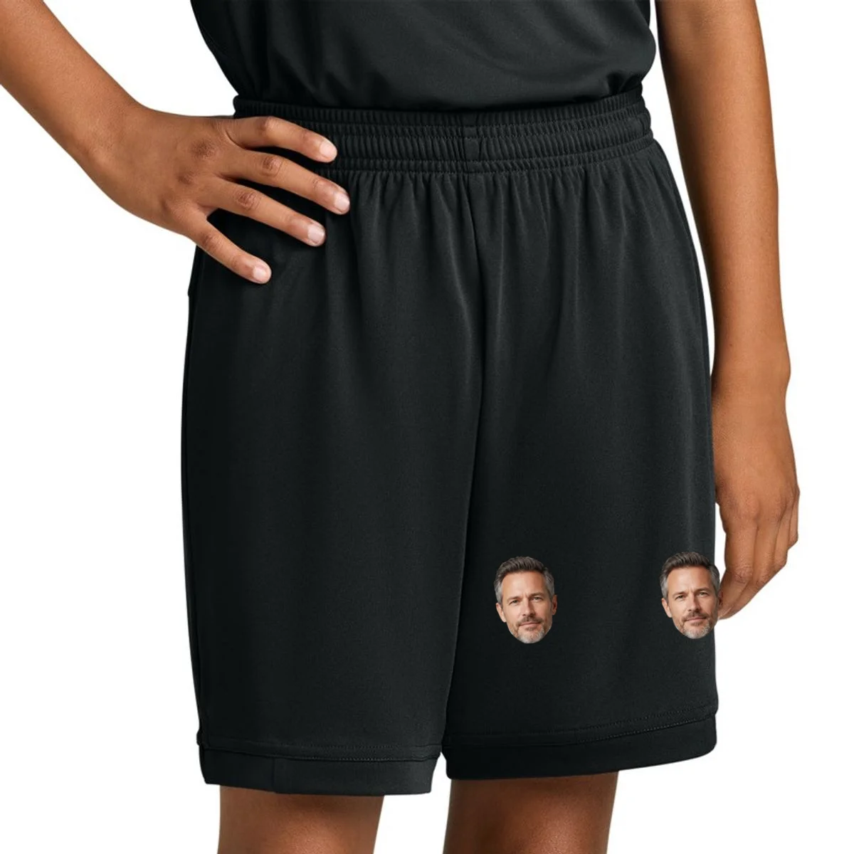 Funny Custom Boyfriend Face Kids Shorts - Front 1