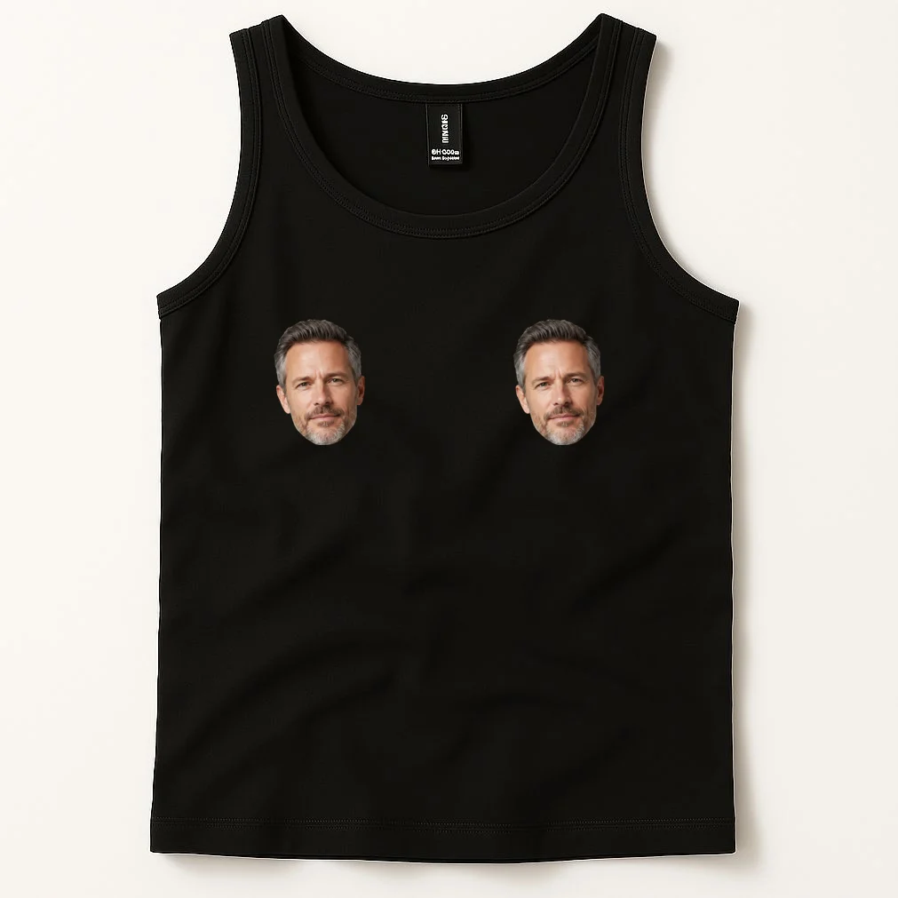 Funny Custom Boyfriend Face Tank Top - Front 1