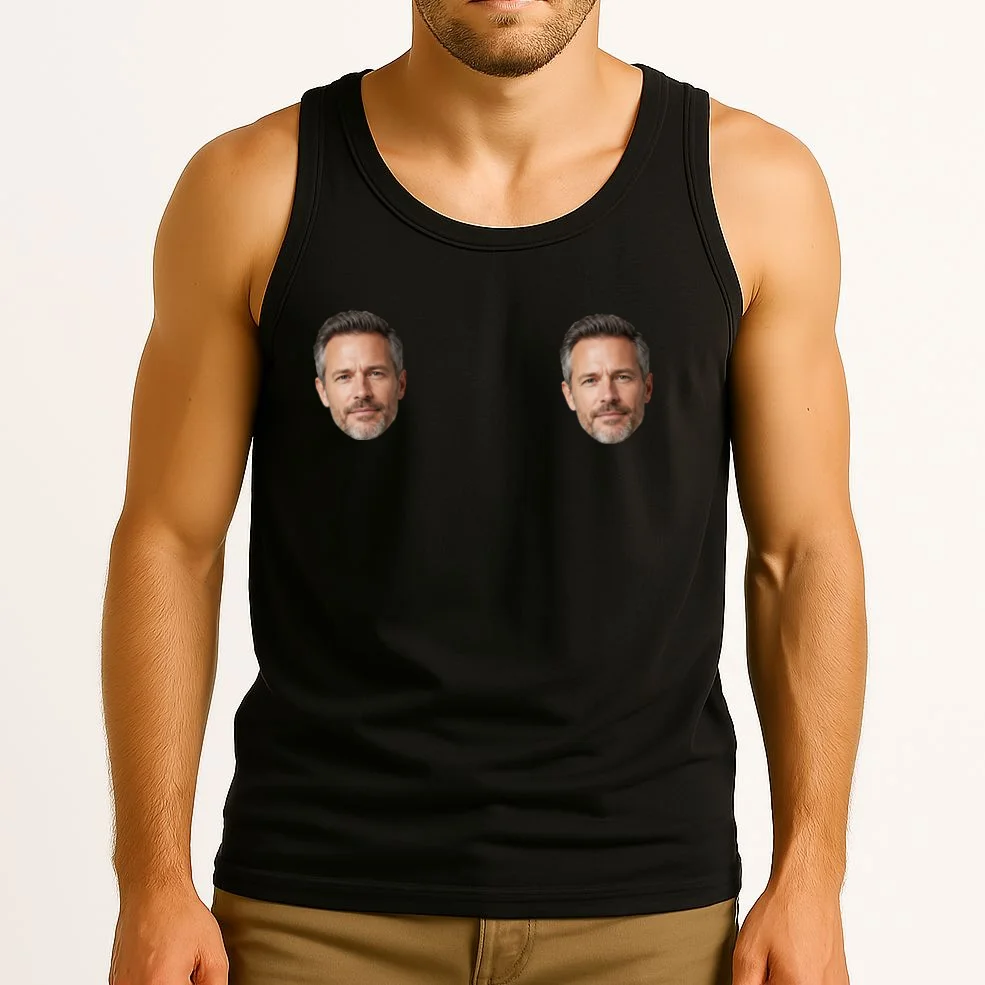 Funny Custom Boyfriend Face Tank Top - Front 2