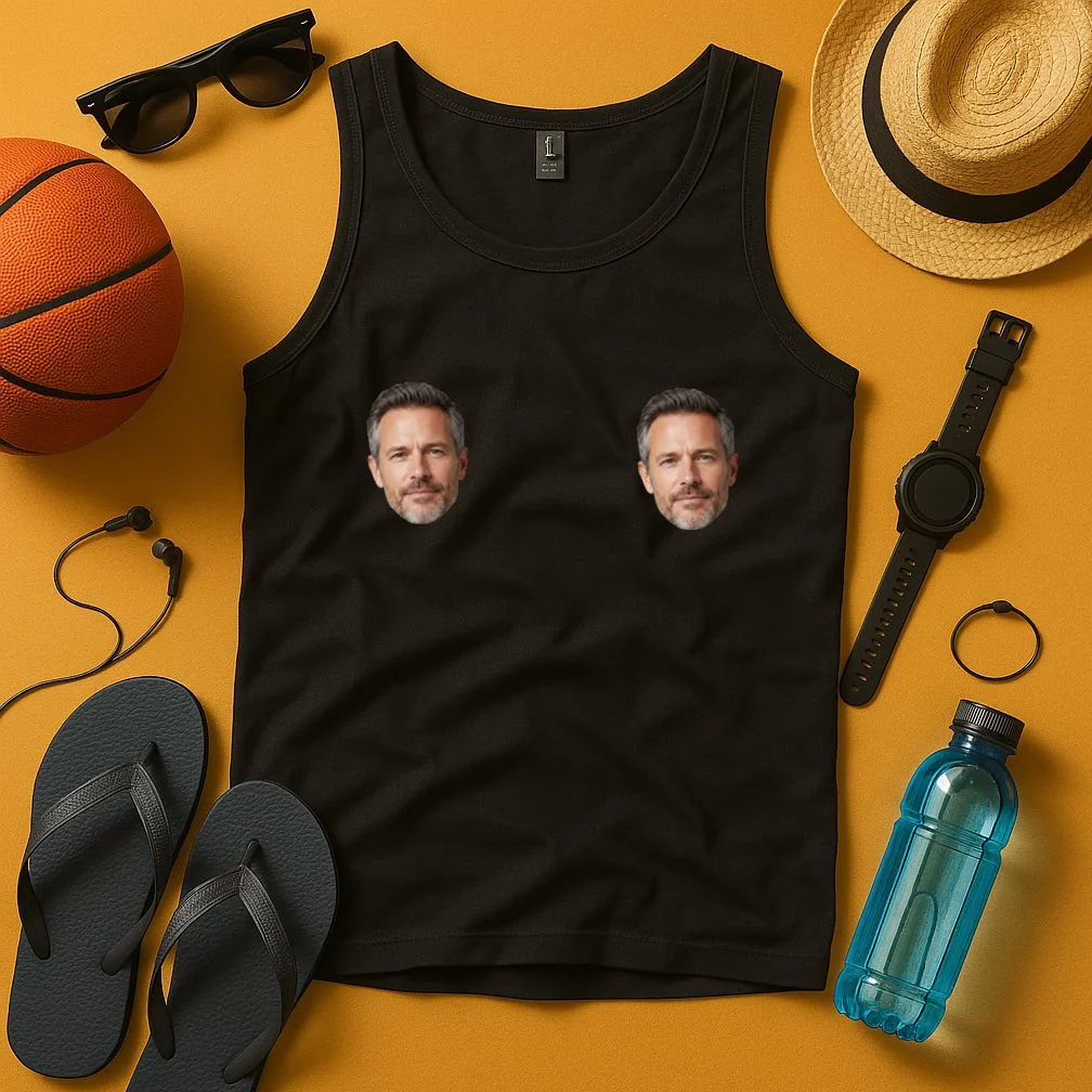 Funny Custom Boyfriend Face Tank Top - Front 3