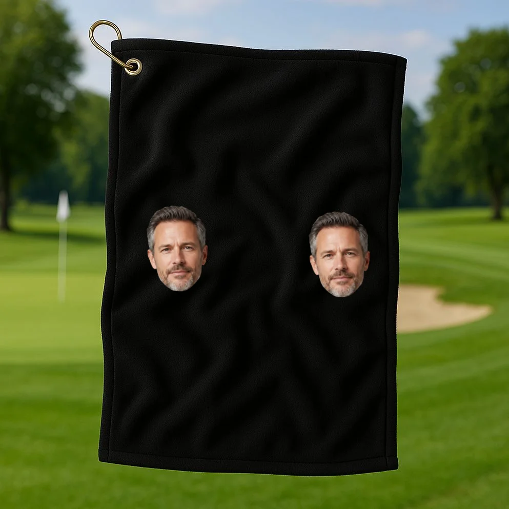 Funny Custom Boyfriend Face Golf Towel - Front 1