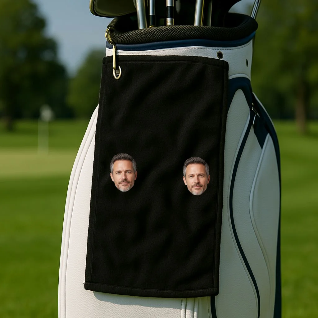 Funny Custom Boyfriend Face Golf Towel - Front 2