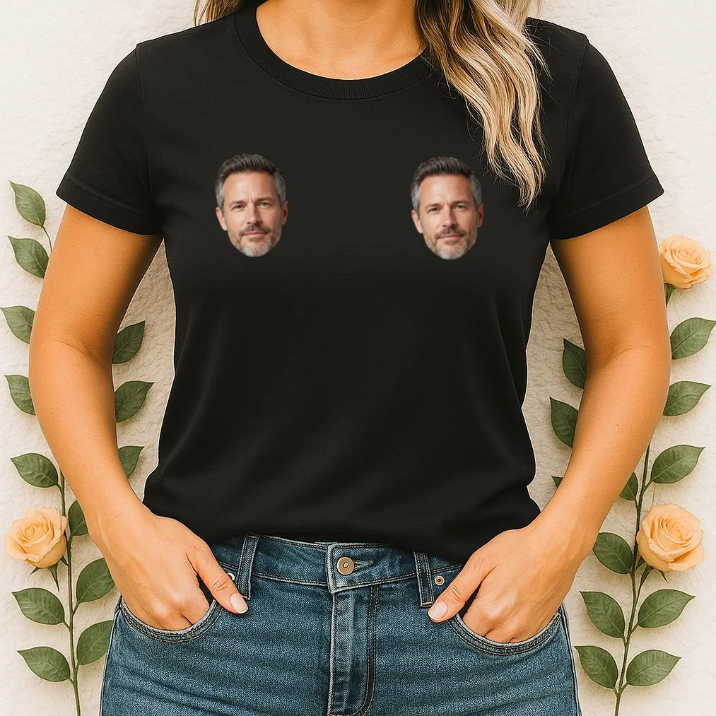 Funny Custom Boyfriend Face Women's T-Shirt - Front 1