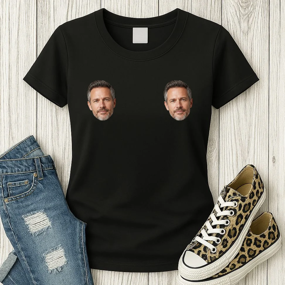 Funny Custom Boyfriend Face Women's T-Shirt - Front 2
