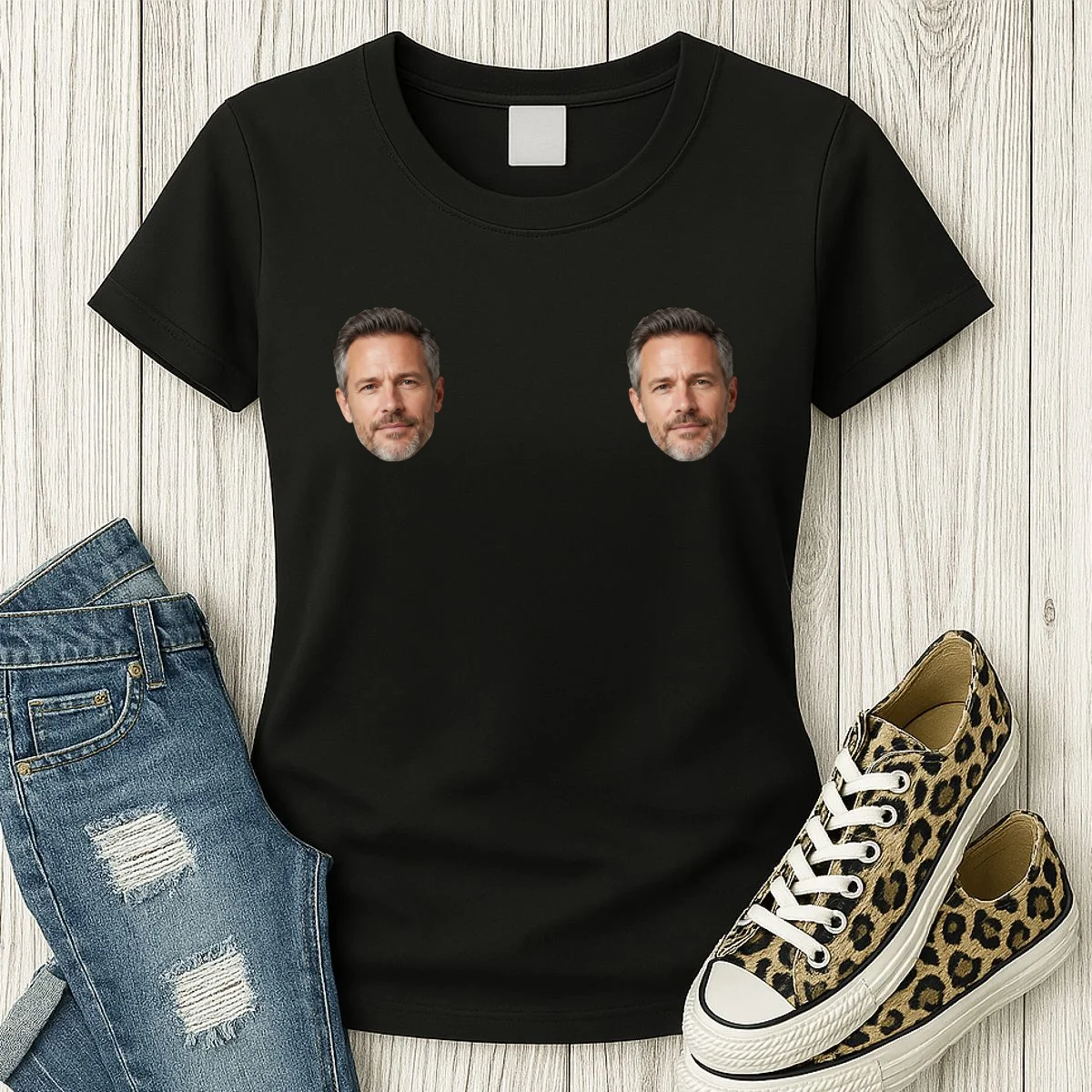 Funny Custom Boyfriend Face Women's T-Shirt - Front 2