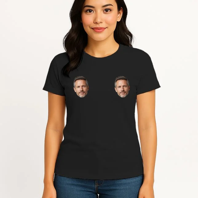 Funny Custom Boyfriend Face Women's T-Shirt - Front 3
