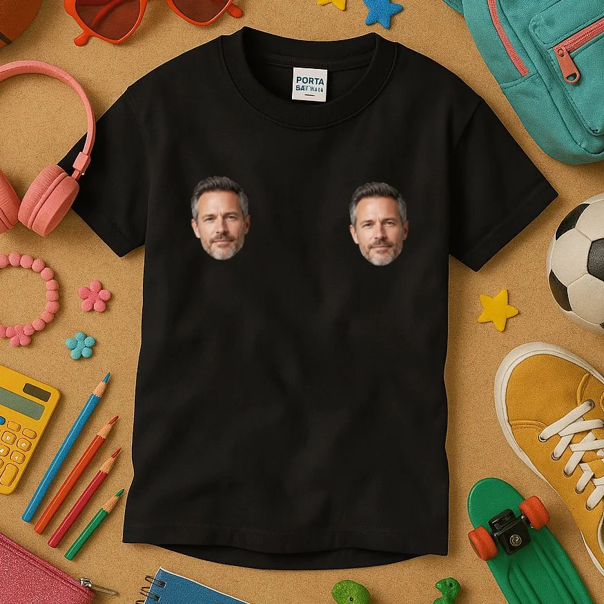 Funny Custom Boyfriend Face Kids T-Shirt - Front 2