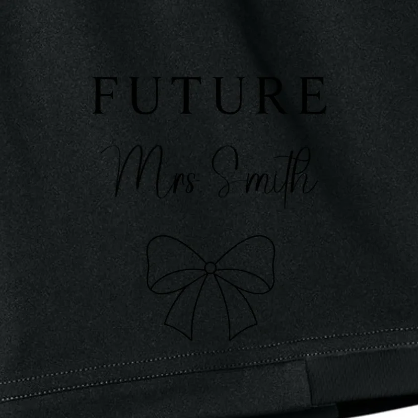 Future Mrs Custom Name Bow Wedding Kids Shorts - Front - Close-up