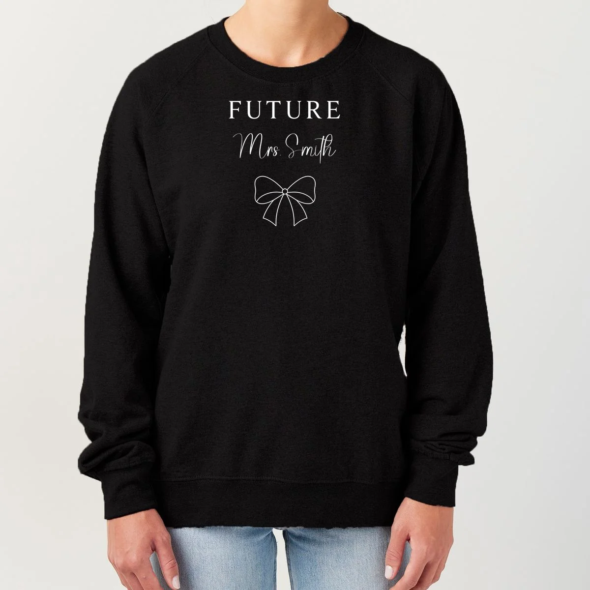 Future Mrs Custom Name Bow Wedding Women's Sweatshirt - Front