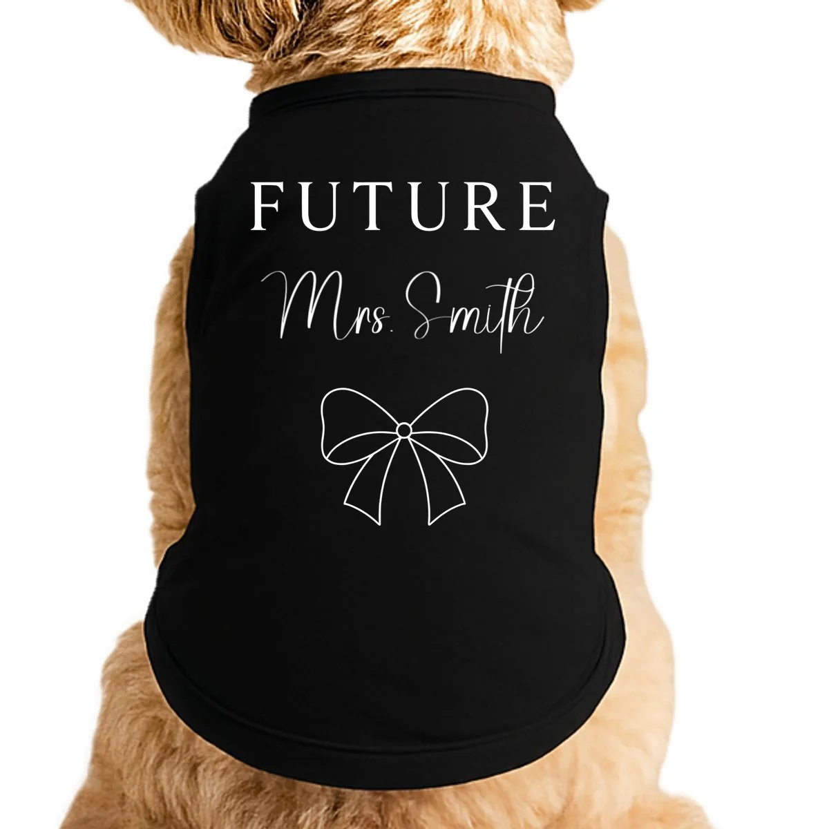 Future Mrs Custom Name Bow Wedding Doggie Tank - Front