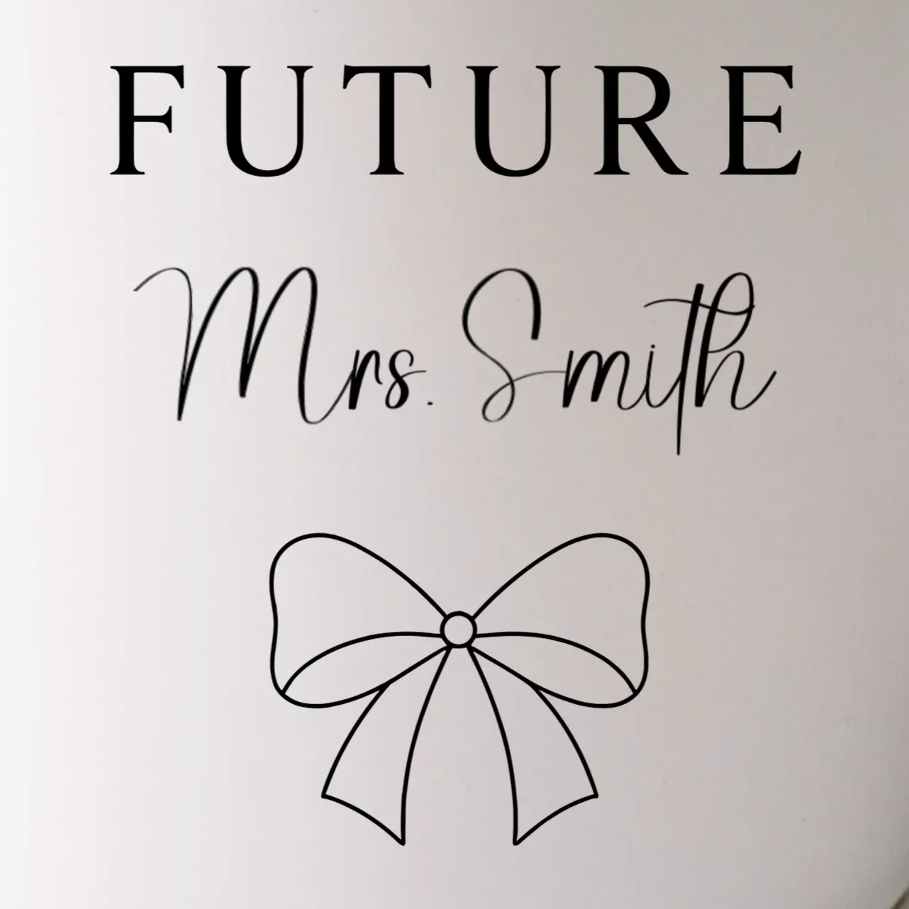 Future Mrs Custom Name Bow Wedding Mug - Front - Close-up