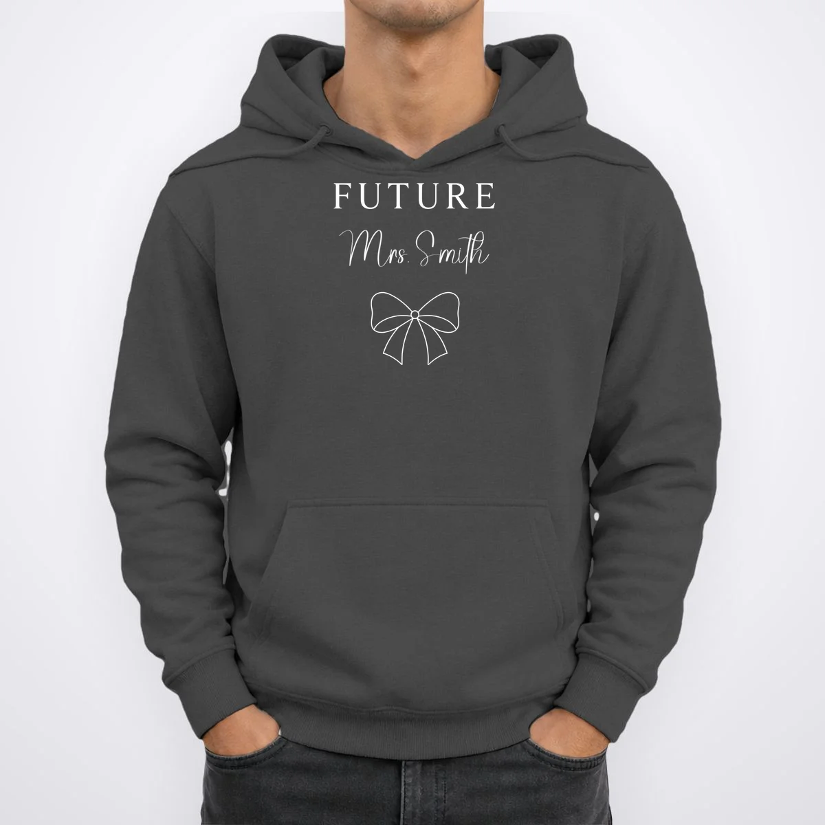 Future Mrs Custom Name Bow Wedding Hoodie - Front 1