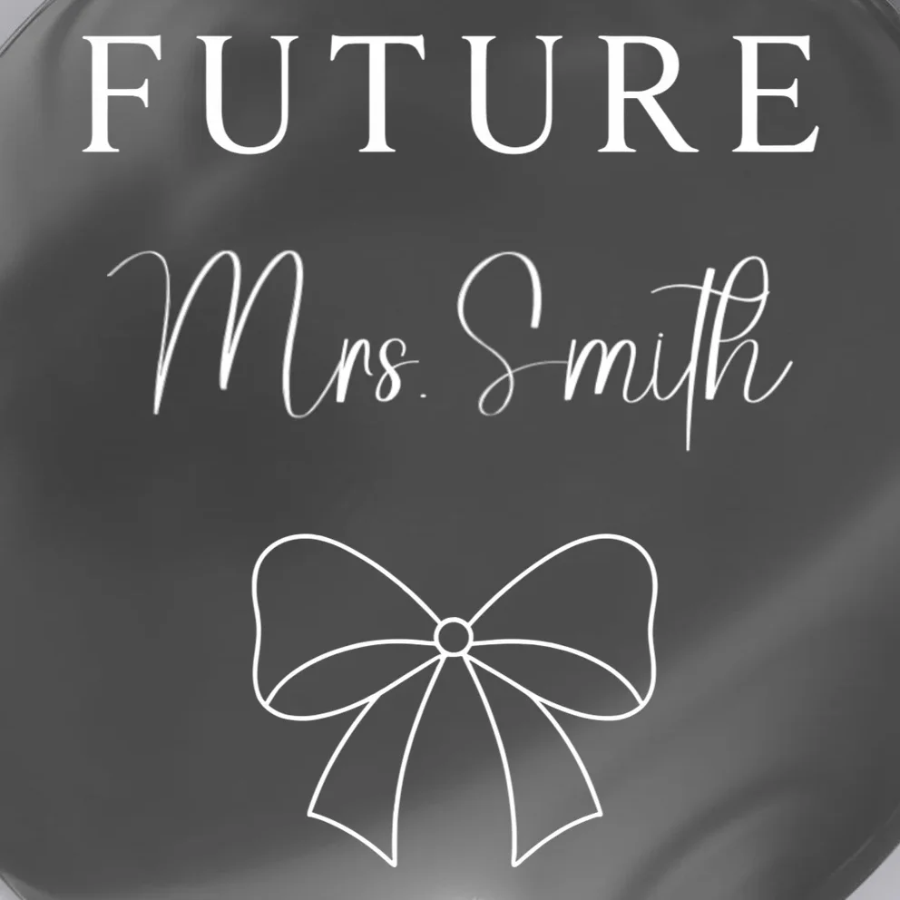 Future Mrs Custom Name Bow Wedding Button - Front - Close-up