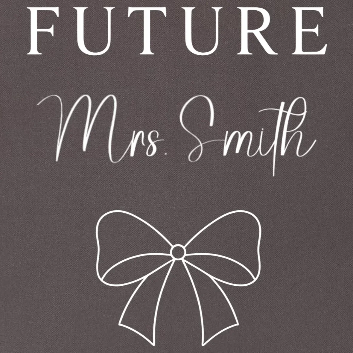 Future Mrs Custom Name Bow Wedding Tote Bag - Front - Close-up