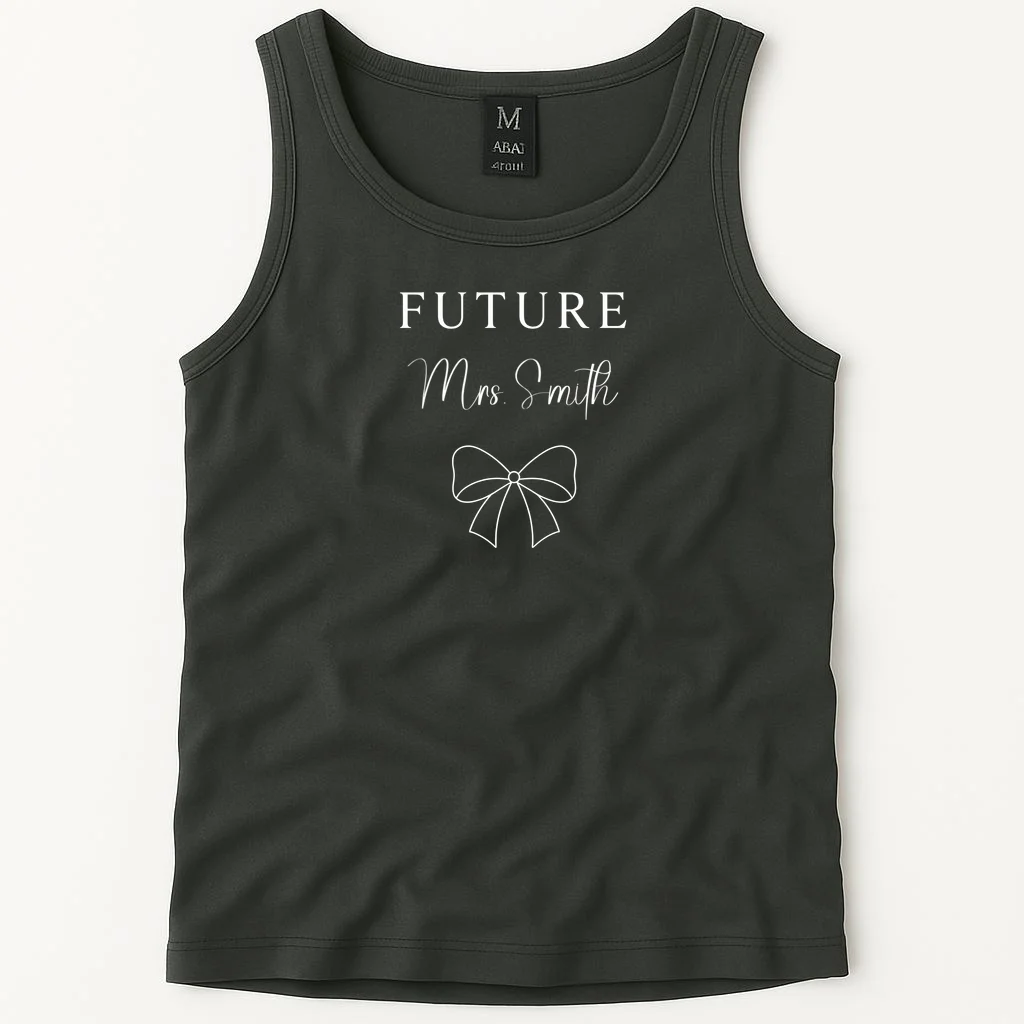 Future Mrs Custom Name Bow Wedding Tank Top - Front 1