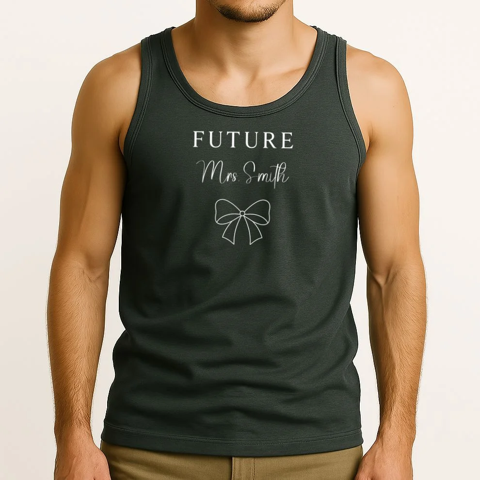 Future Mrs Custom Name Bow Wedding Tank Top - Front 2