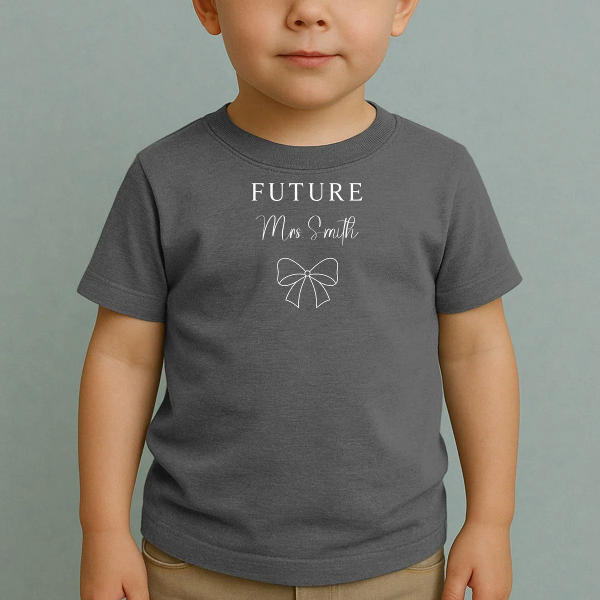 Future Mrs Custom Name Bow Wedding Toddler T-Shirt - Front 1