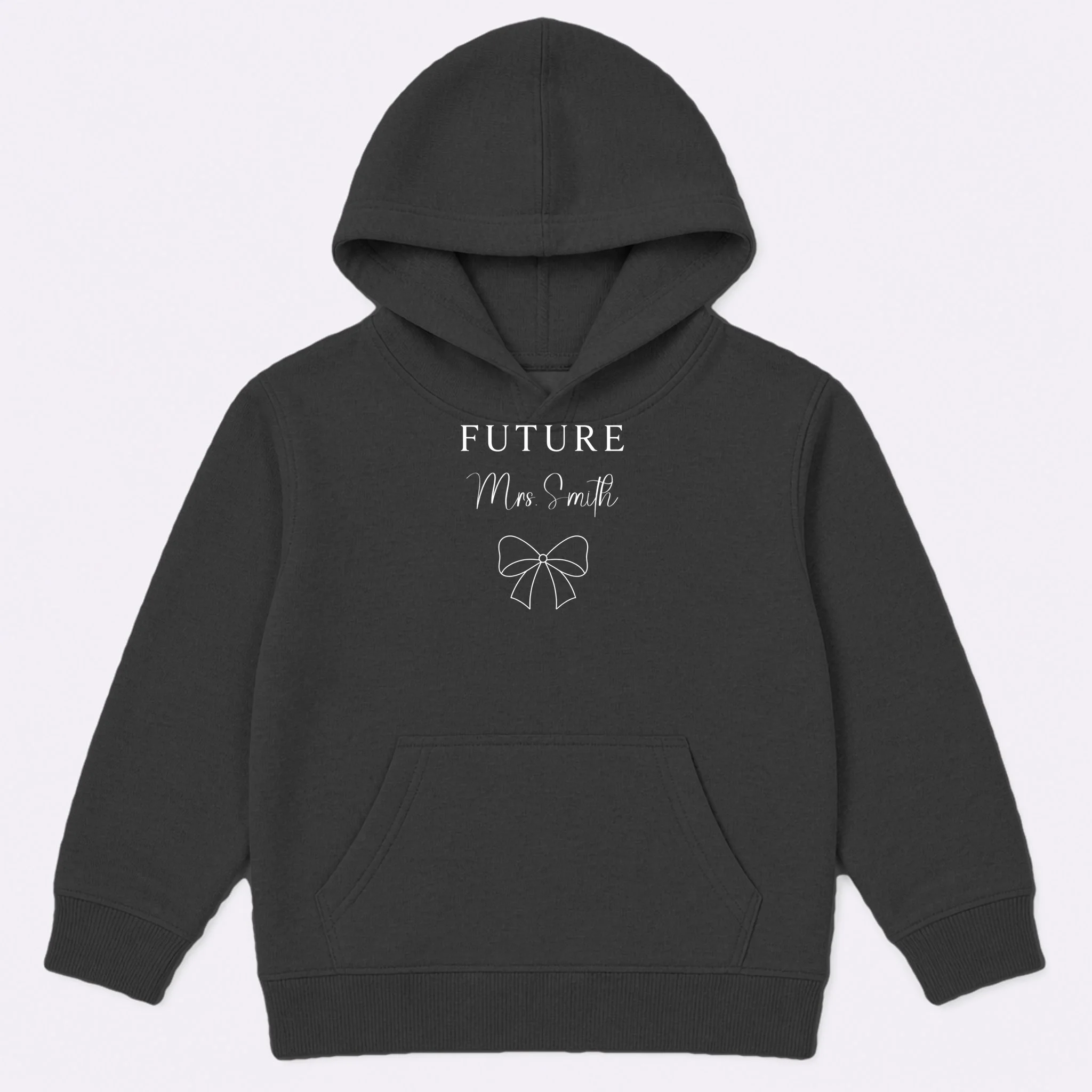 Future Mrs Custom Name Bow Wedding Kids Hoodie - Front
