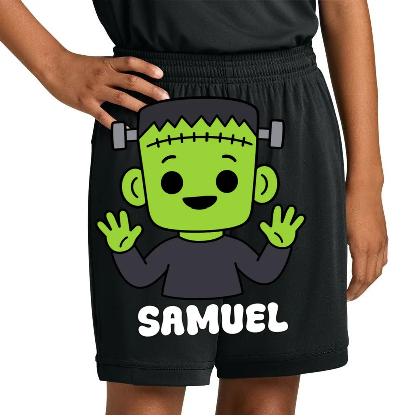 Frankenstein Name Personalized Halloween Gift - Monster Character Design Kids Shorts - Front 1