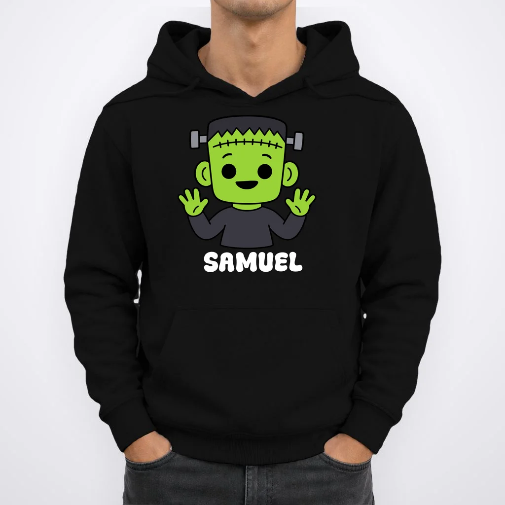 Frankenstein Name Personalized Halloween Gift - Monster Character Design Men's Hoodie - Front 1