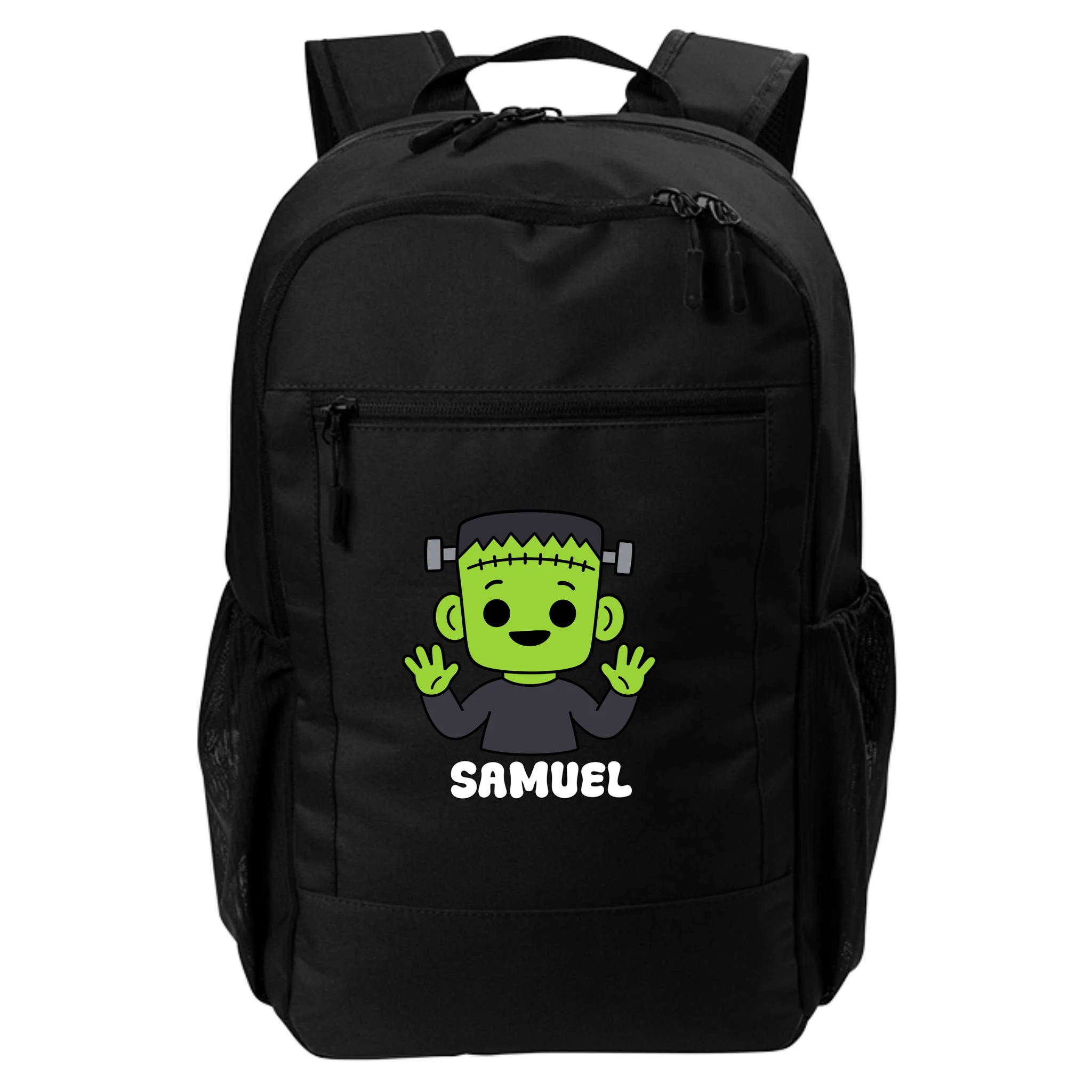 Frankenstein Name Personalized Halloween Gift - Monster Character Design Backpack Front