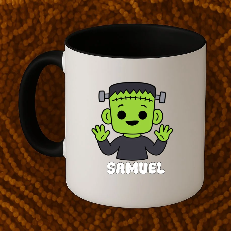 Frankenstein Name Personalized Halloween Gift - Monster Character Design Mug - Front 1