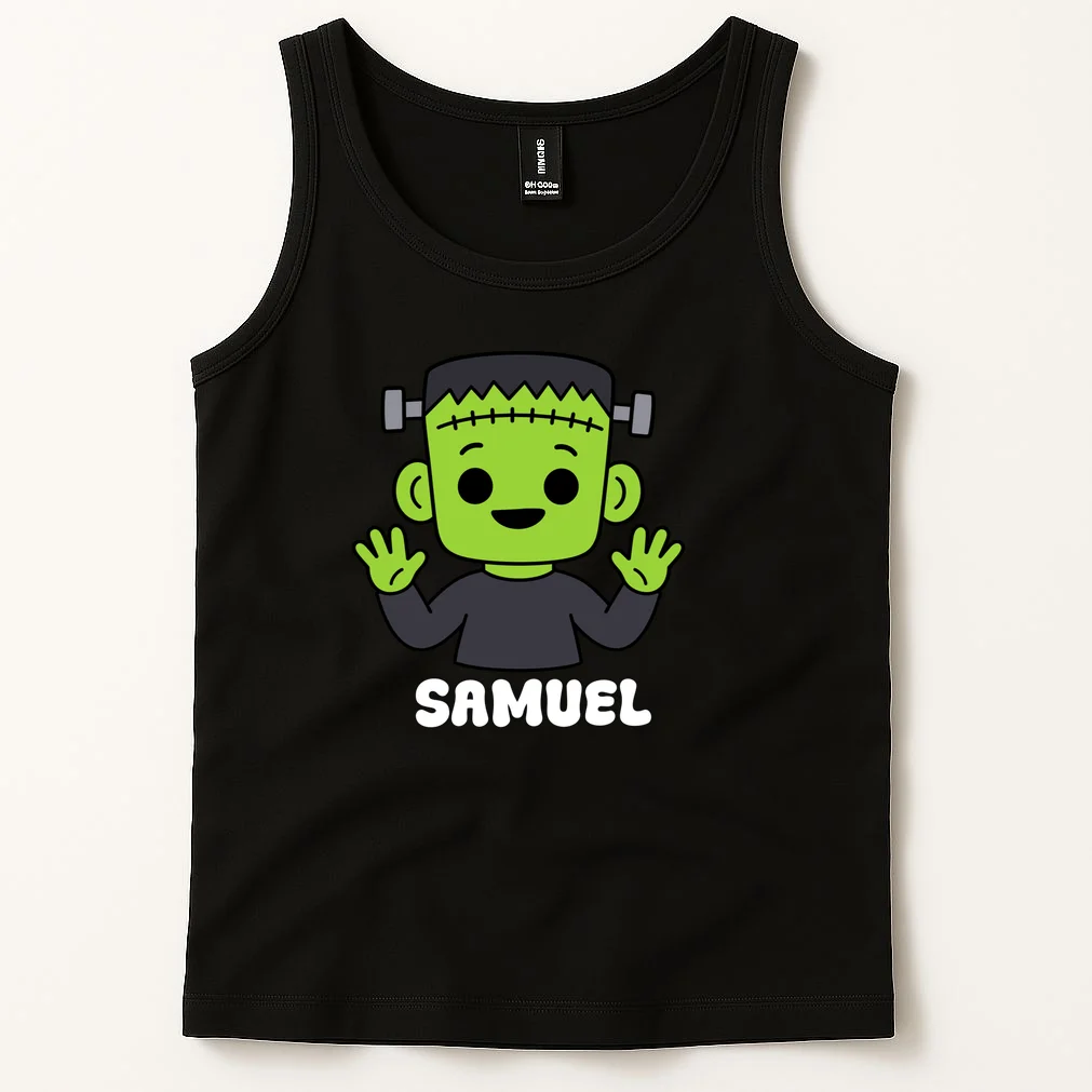 Frankenstein Name Personalized Halloween Gift - Monster Character Design Men's Tank Top - Front 1