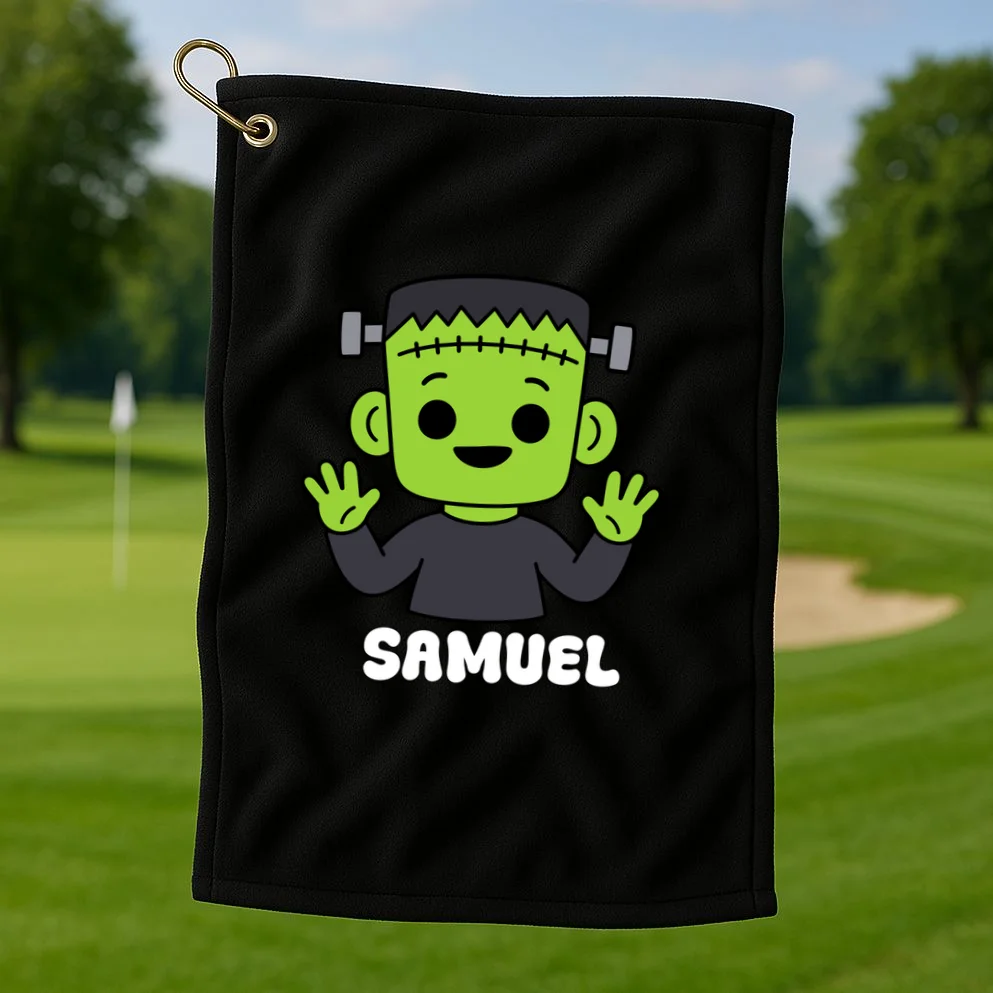 Frankenstein Name Personalized Halloween Gift - Monster Character Design Golf Towel - Front 1