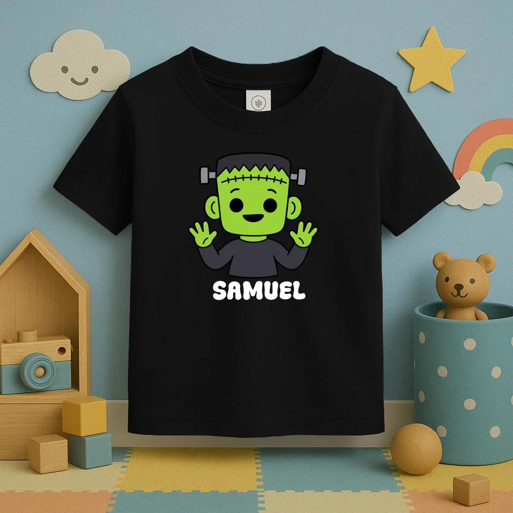 Frankenstein Name Personalized Halloween Gift - Monster Character Design Toddler T-Shirt - Front 2