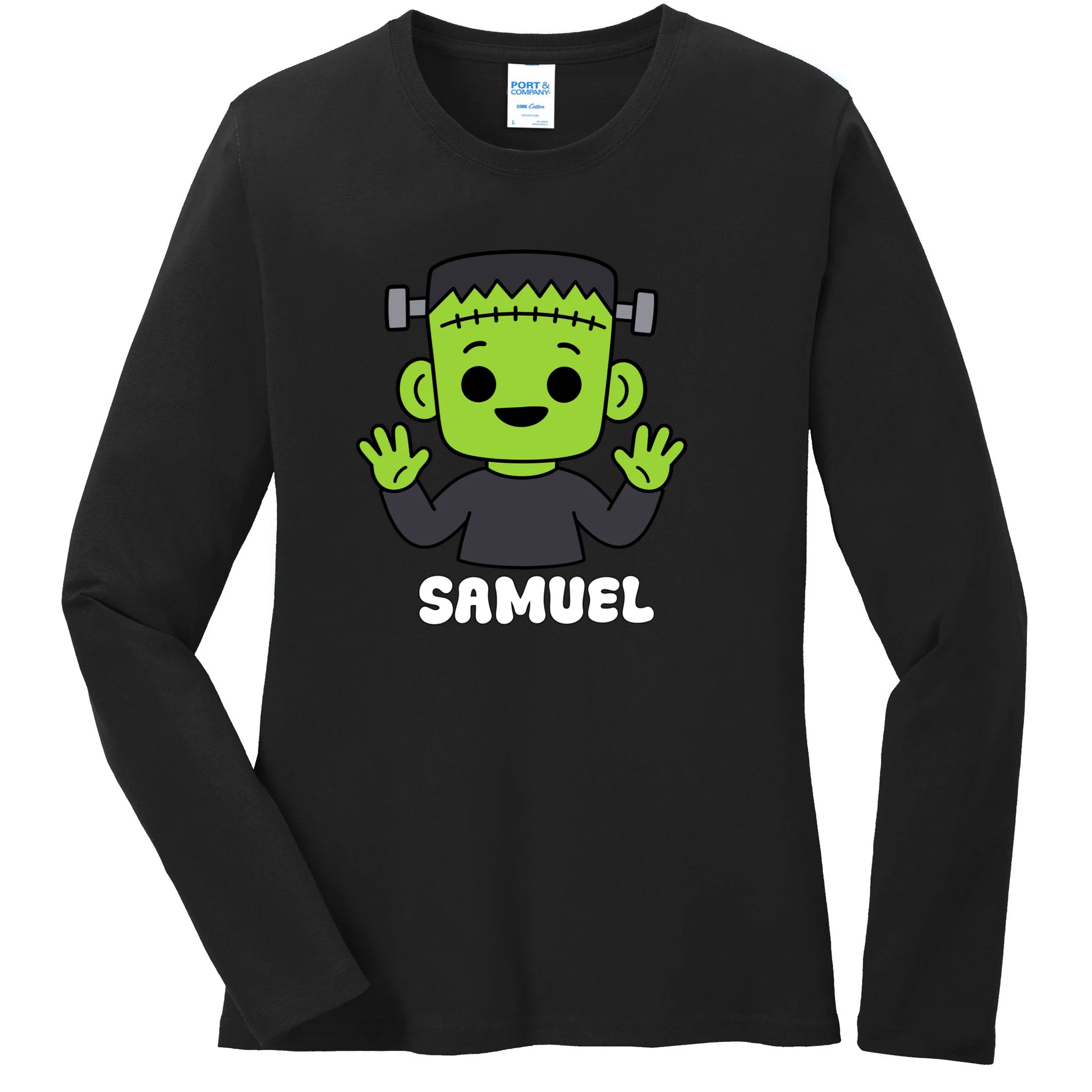 Frankenstein Name Personalized Halloween Gift - Monster Character Design Women's Long Sleeve Shirt Front
