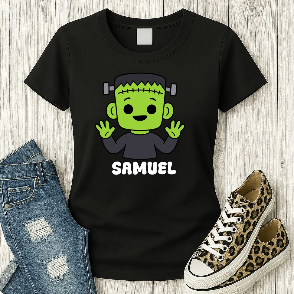 Frankenstein Name Personalized Halloween Gift - Monster Character Design Women's T-Shirt - Front 2