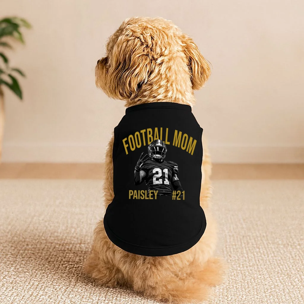 Football Player Graphic – Vintage American Football Jersey Number Design Doggie Tank - Front 1