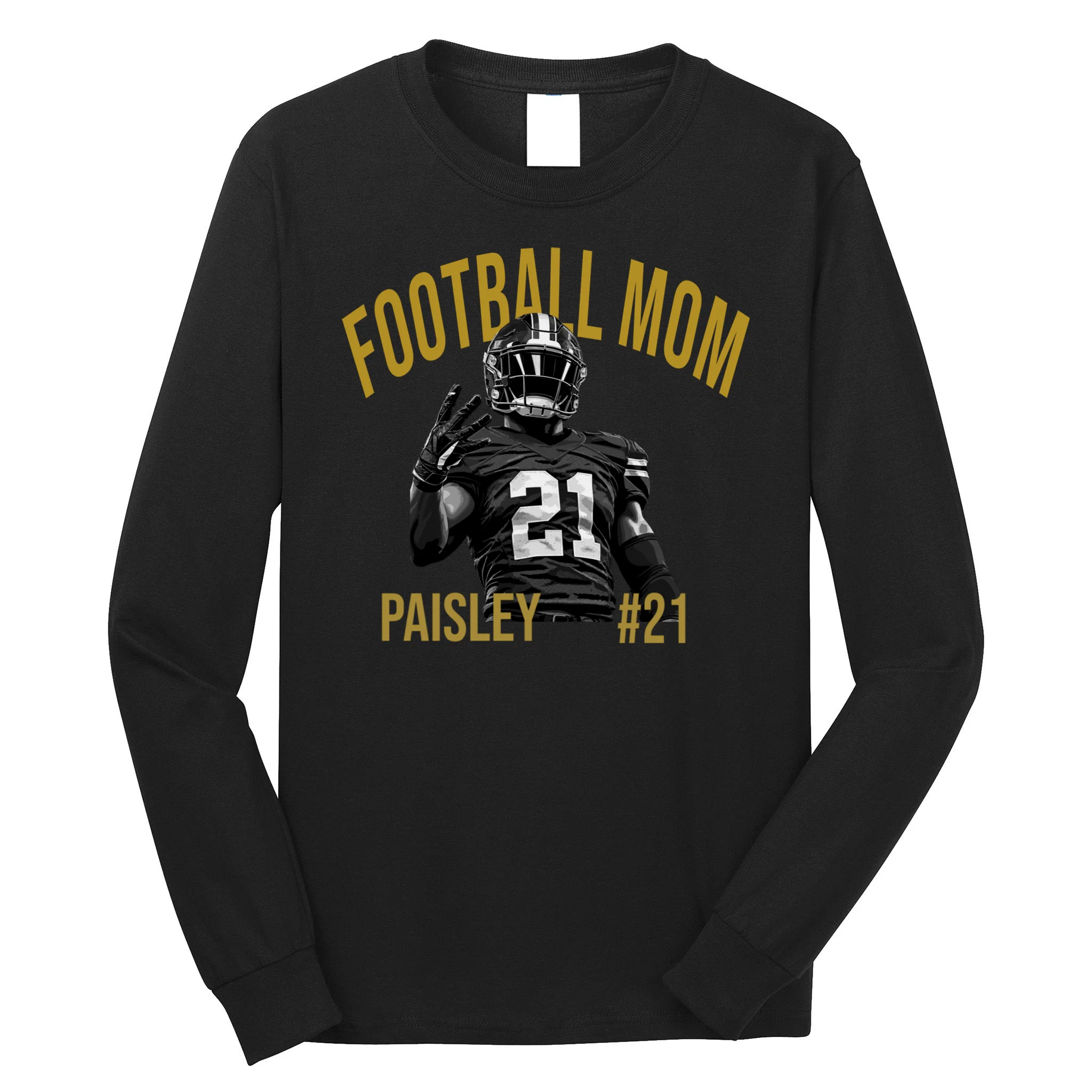 Football Player Graphic – Vintage American Football Jersey Number Design Men's Long Sleeve Shirt Front