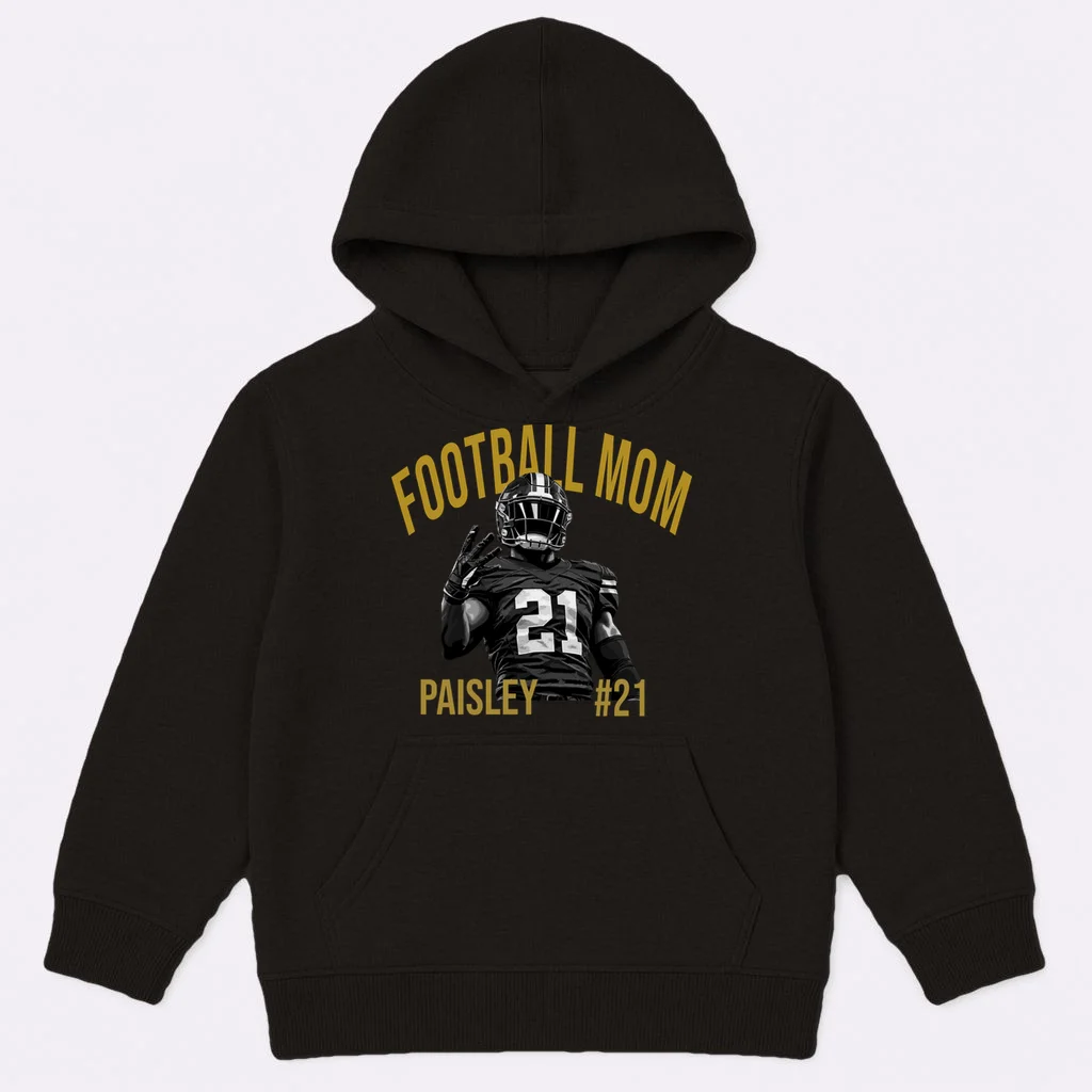 Football Player Graphic – Vintage American Football Jersey Number Design Kids Hoodie Front