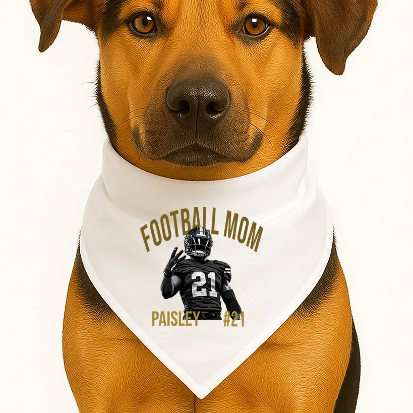 Football Player Graphic – Vintage American Football Jersey Number Design Dog Bandana - Front 1