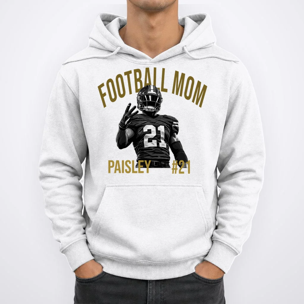Football Player Graphic – Vintage American Football Jersey Number Design Men's Hoodie - Front 1