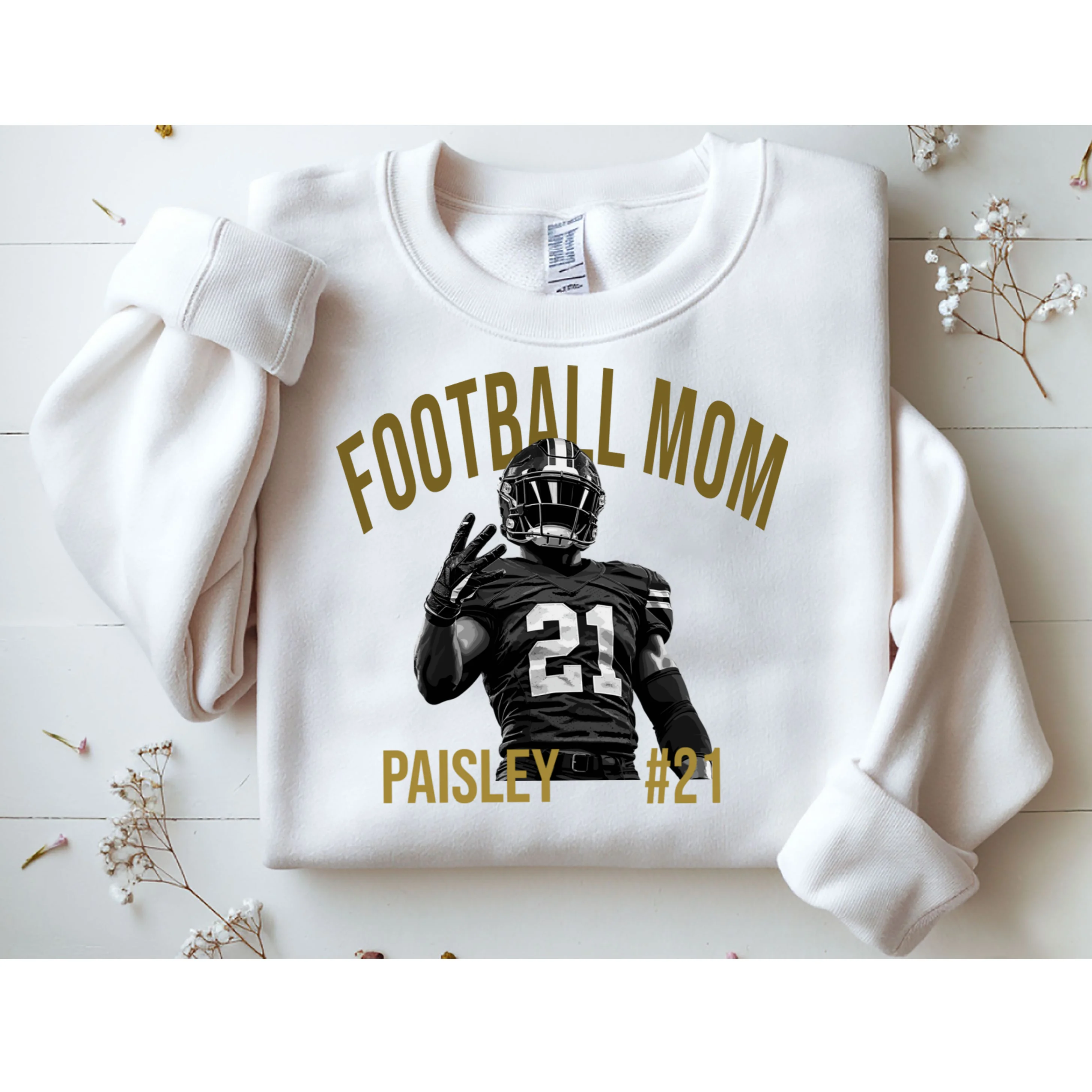 Football Player Graphic – Vintage American Football Jersey Number Design Men's Sweatshirt - Front 1