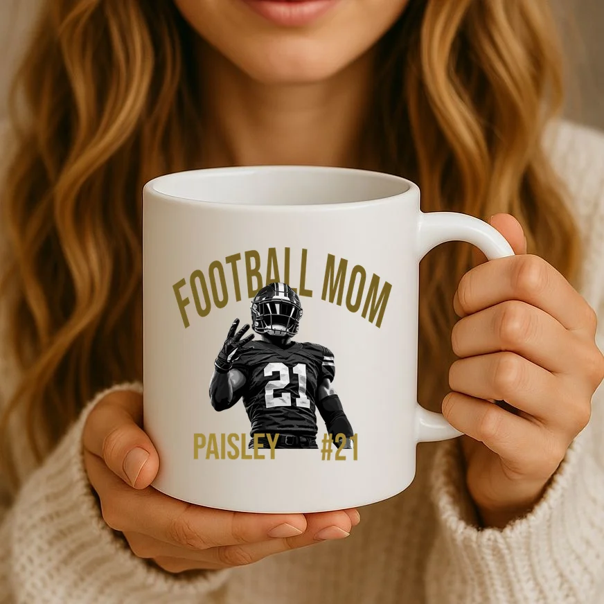 Football Player Graphic – Vintage American Football Jersey Number Design Mug - Front 2