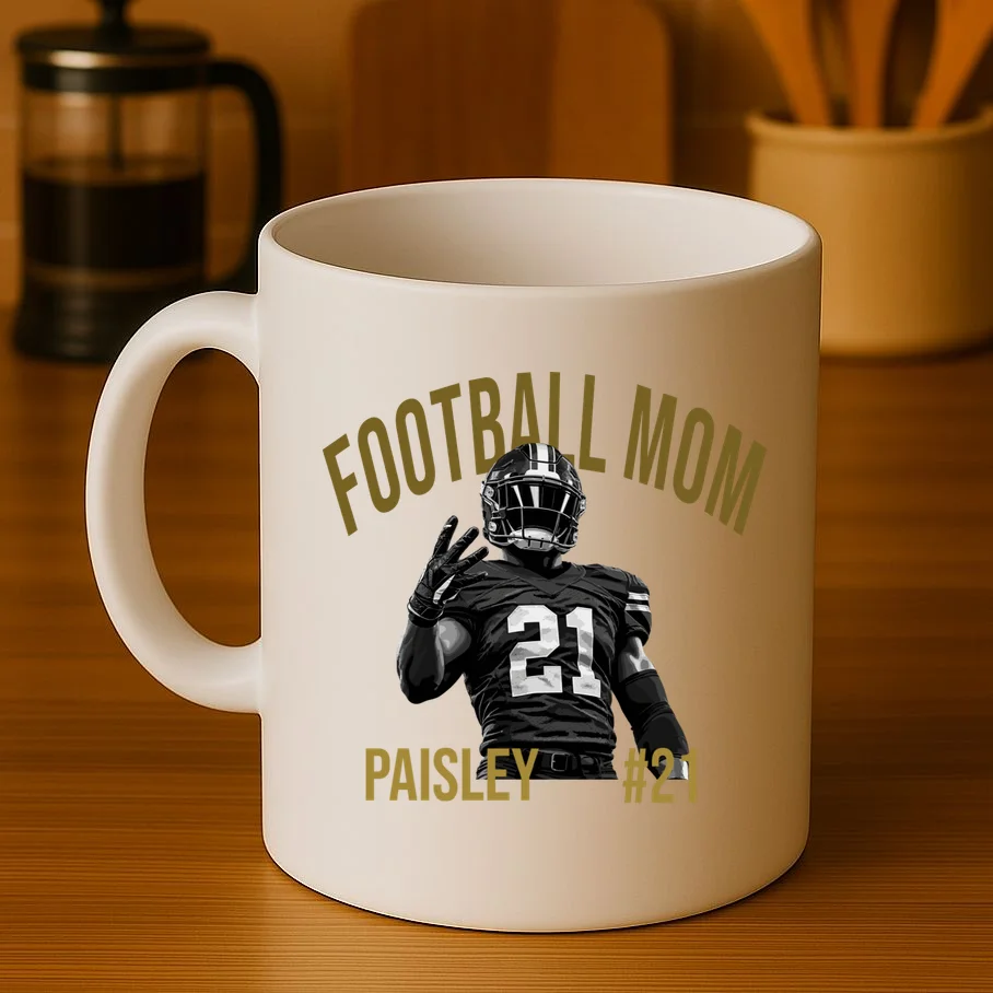 Football Player Graphic – Vintage American Football Jersey Number Design Mug - Front 3