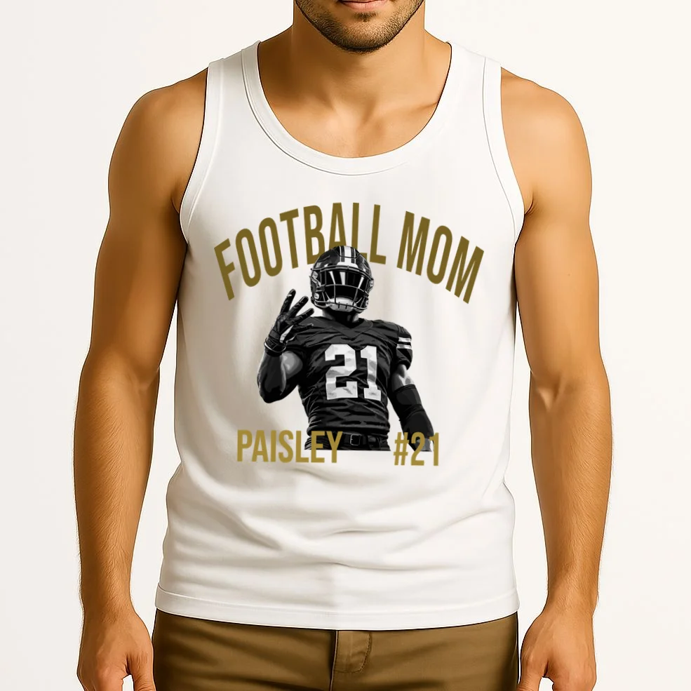 Football Player Graphic – Vintage American Football Jersey Number Design Men's Tank Top - Front 2
